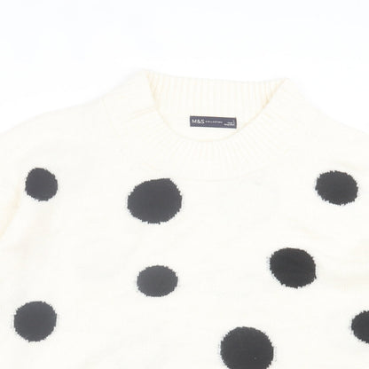Womens UK Size L Marks and Spencer White Pullover Jumper