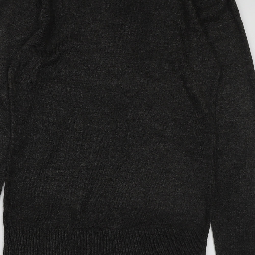 UrbanSpirit Mens Grey V-Neck Acrylic Pullover Jumper Size M