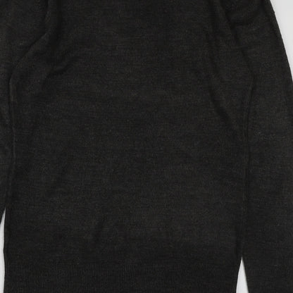 UrbanSpirit Mens Grey V-Neck Acrylic Pullover Jumper Size M