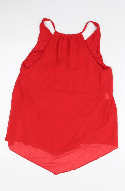 Prague Womens Red Polyester Tunic Blouse Size S V-Neck