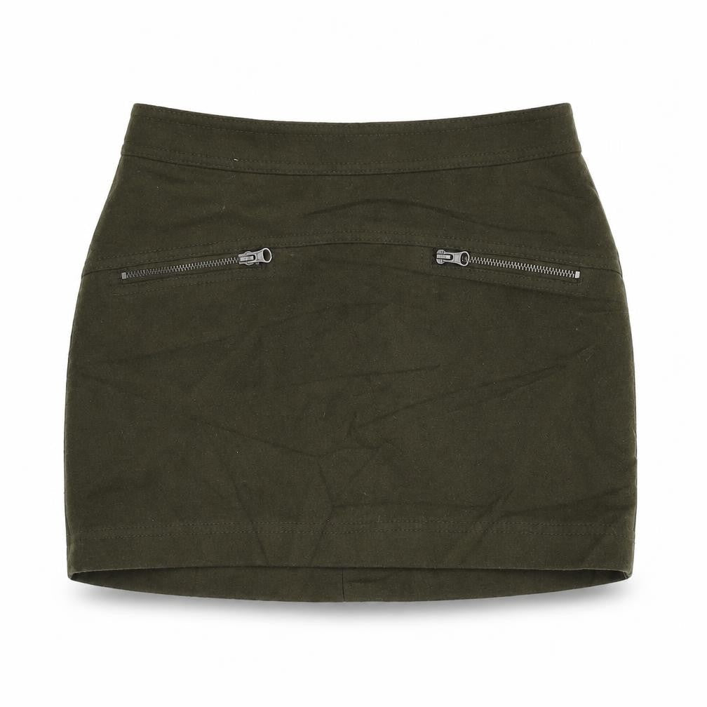 Stile Benetton Womens Green Wool Mini Skirt Size 8 Zip