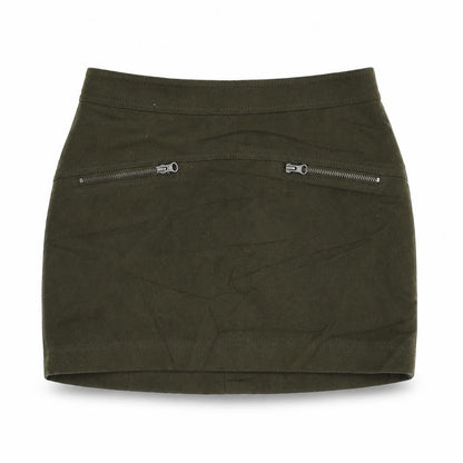 Stile Benetton Womens Green Wool Mini Skirt Size 8 Zip