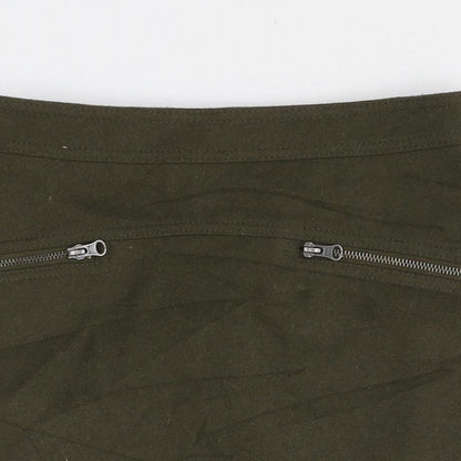 Stile Benetton Womens Green Wool Mini Skirt Size 8 Zip