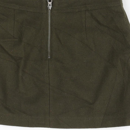 Stile Benetton Womens Green Wool Mini Skirt Size 8 Zip