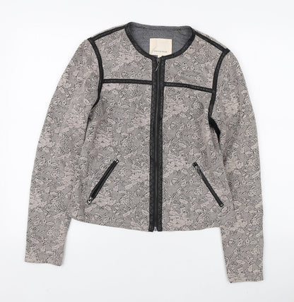 Rebecca Taylor Womens Grey Floral Jacket Size S Zip
