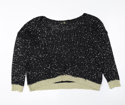 Urmoda Womens Multicoloured Boat Neck Polyester Pullover Jumper Size M