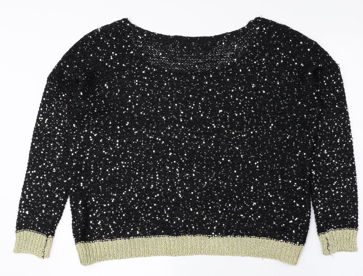 Urmoda Womens Multicoloured Boat Neck Polyester Pullover Jumper Size M