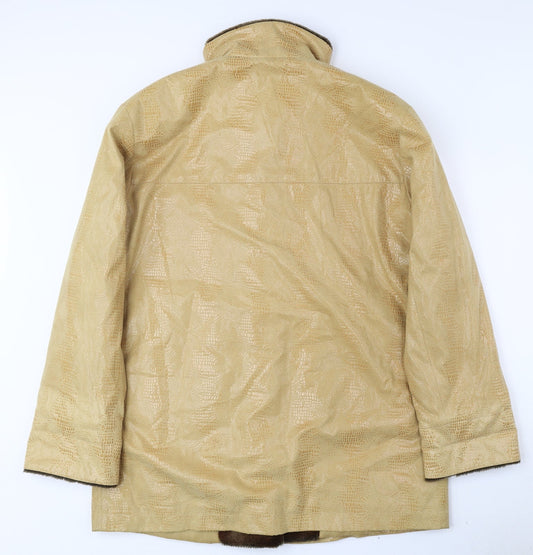 Gerry Weber Womens Gold Animal Print Overcoat Coat Size 14 Button