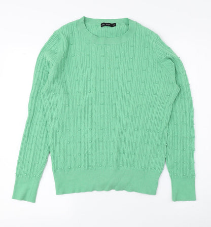 F&F Womens Green Crew Neck Viscose Pullover Jumper Size 14