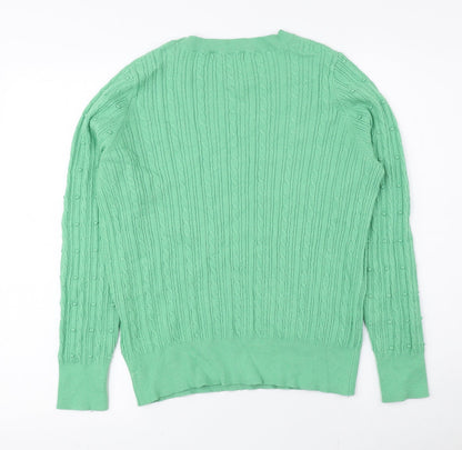 F&F Womens Green Crew Neck Viscose Pullover Jumper Size 14
