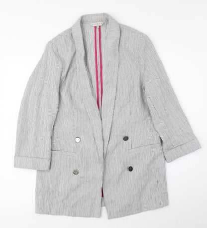 Nutmeg Womens Grey Striped Jacket Blazer Size 12