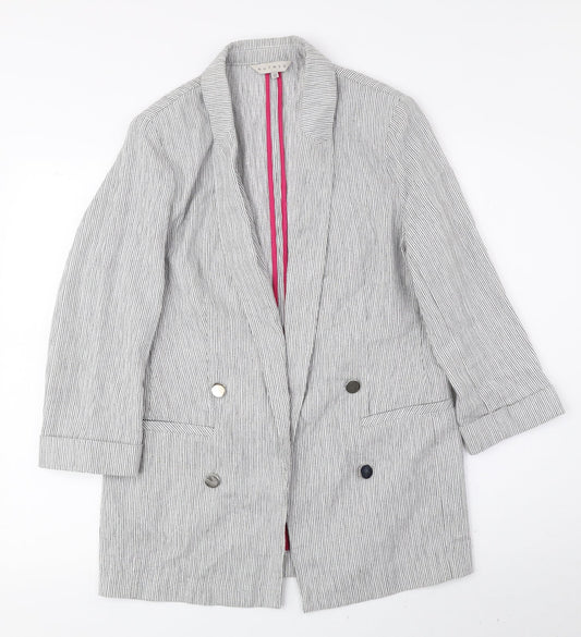 Nutmeg Womens Grey Striped Jacket Blazer Size 12