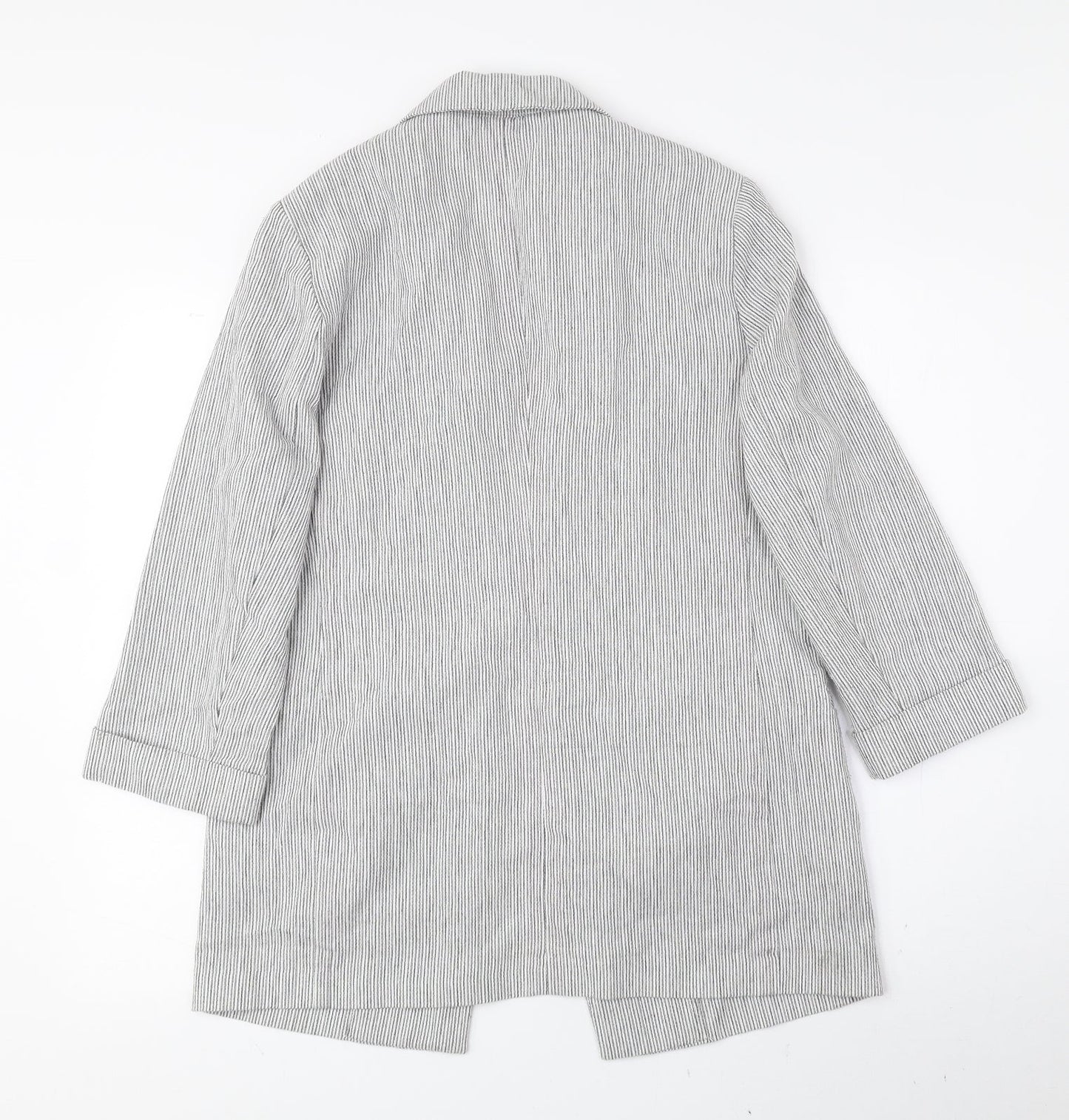 Nutmeg Womens Grey Striped Jacket Blazer Size 12