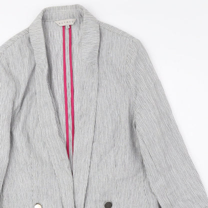 Nutmeg Womens Grey Striped Jacket Blazer Size 12