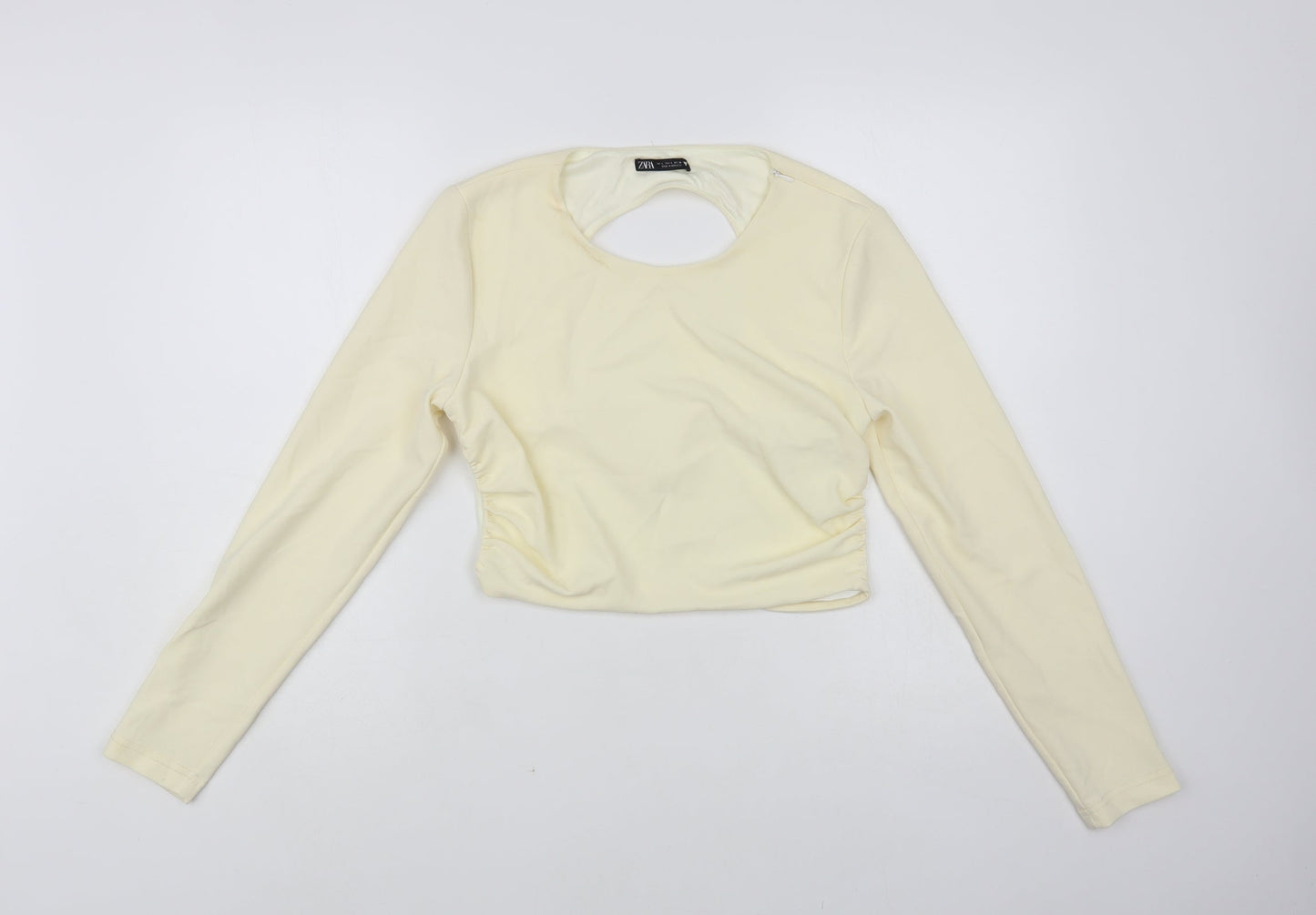 Womens UK Size L Zara Ivory Cropped Blouse