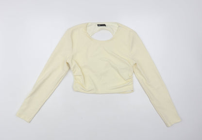 Womens UK Size L Zara Ivory Cropped Blouse