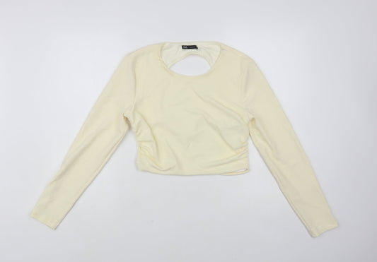 Womens UK Size L Zara Ivory Cropped Blouse