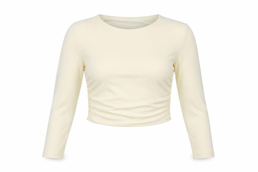 Womens UK Size L Zara Ivory Cropped Blouse