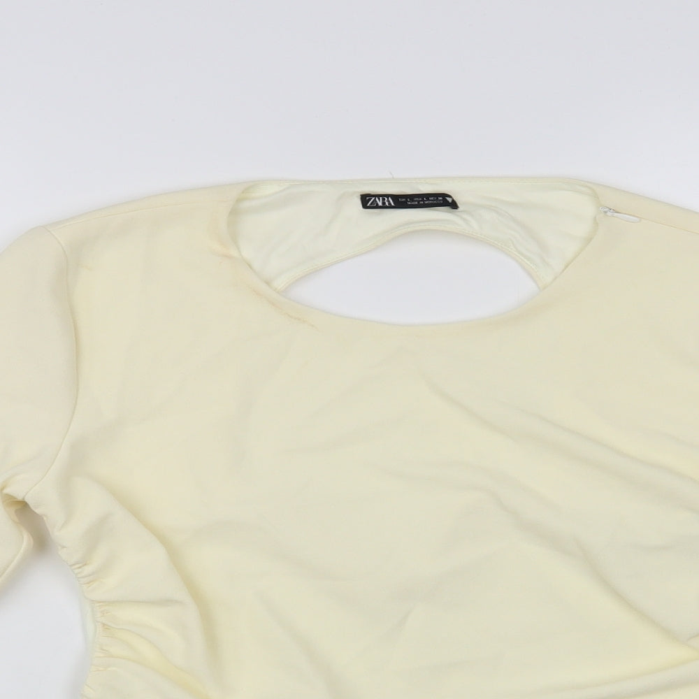Womens UK Size L Zara Ivory Cropped Blouse
