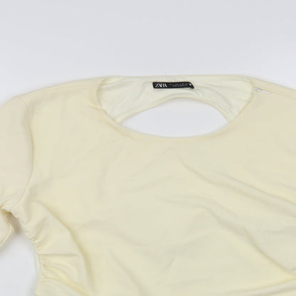 Womens UK Size L Zara Ivory Cropped Blouse
