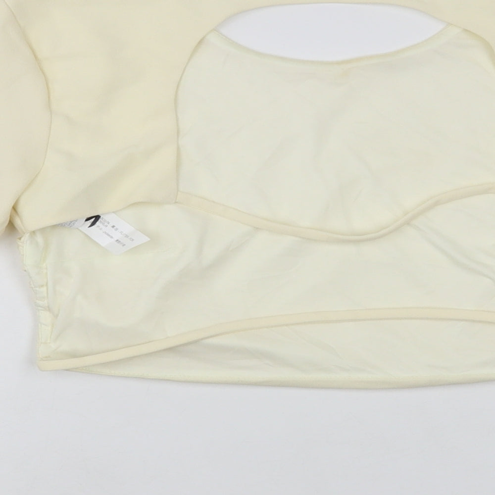 Womens UK Size L Zara Ivory Cropped Blouse