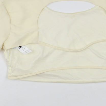 Womens UK Size L Zara Ivory Cropped Blouse