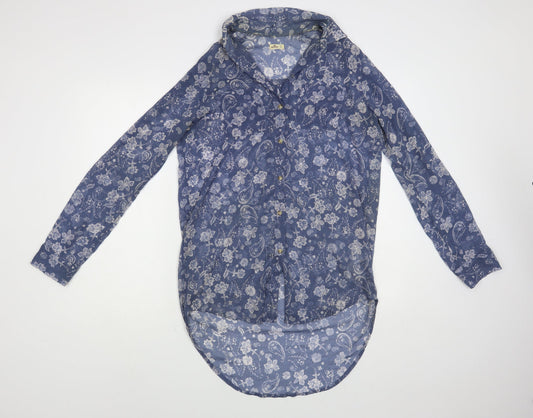 Womens UK Size XS Hollister Blue Tunic Button-Up
