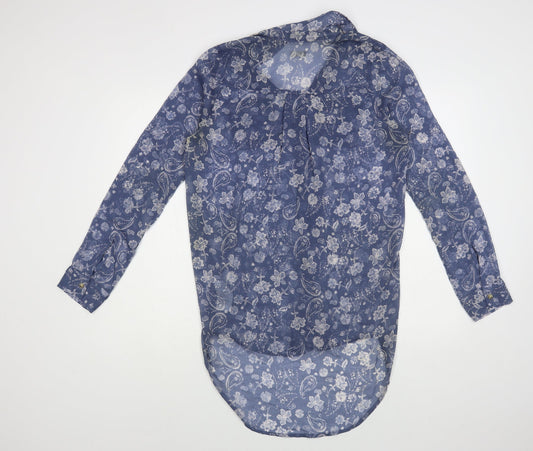Womens UK Size XS Hollister Blue Tunic Button-Up