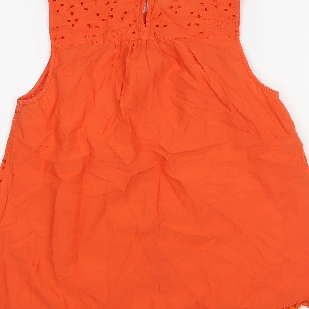 TU Womens Orange Cotton Basic Tank Size 10 Round Neck