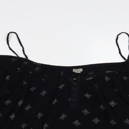 Ecote Womens Black Geometric Viscose Basic Blouse Size L Off the Shoulder