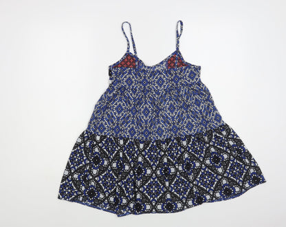 Topshop Womens Multicoloured Geometric Polyester Camisole Blouse Size 6 V-Neck