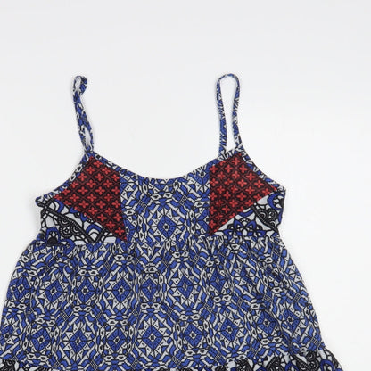 Topshop Womens Multicoloured Geometric Polyester Camisole Blouse Size 6 V-Neck