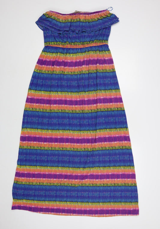 TU Womens Multicoloured Striped Maxi Off the Shoulder Pullover