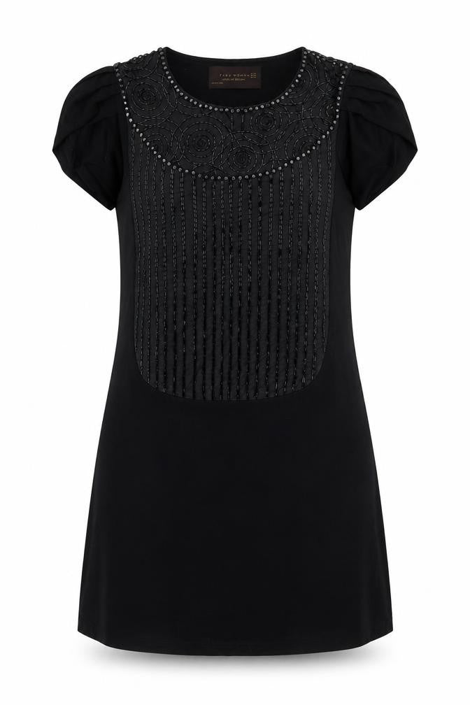 Zara Womens Black Cotton Shift Size M Round Neck Pullover