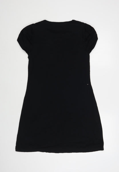 Zara Womens Black Cotton Shift Size M Round Neck Pullover