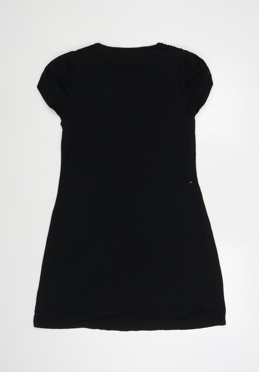 Zara Womens Black Cotton Shift Size M Round Neck Pullover