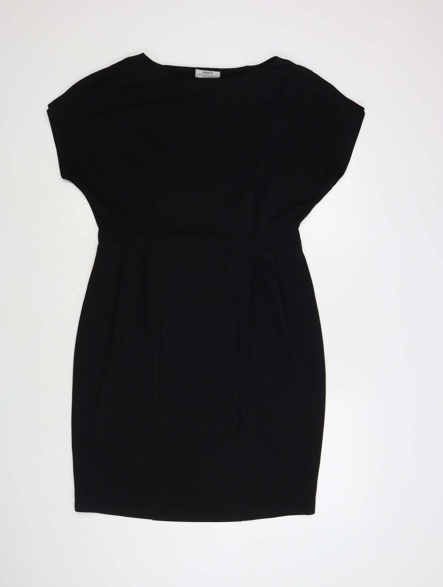 Papaya Womens Black Polyester Sheath Size 14 Boat Neck Pullover