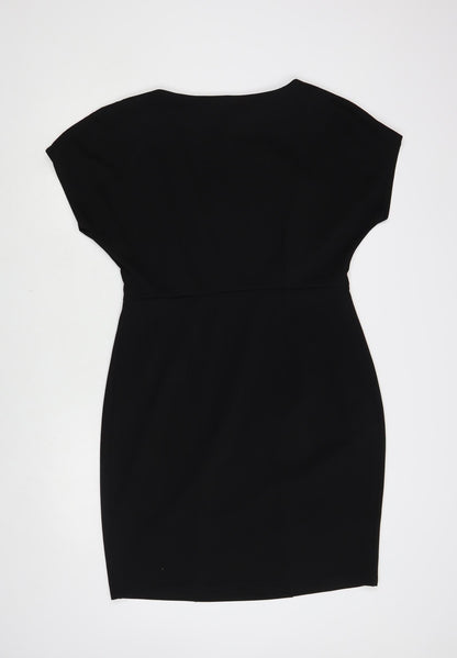 Papaya Womens Black Polyester Sheath Size 14 Boat Neck Pullover