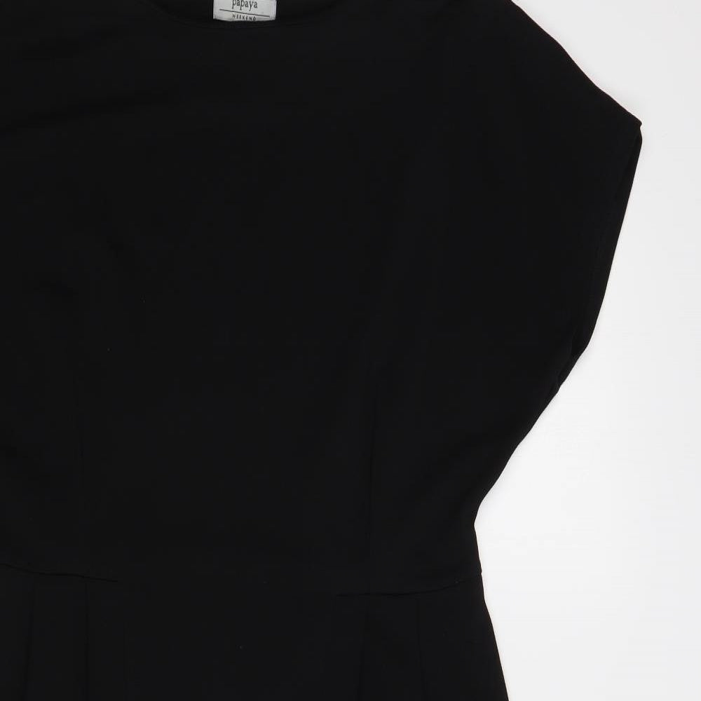 Papaya Womens Black Polyester Sheath Size 14 Boat Neck Pullover