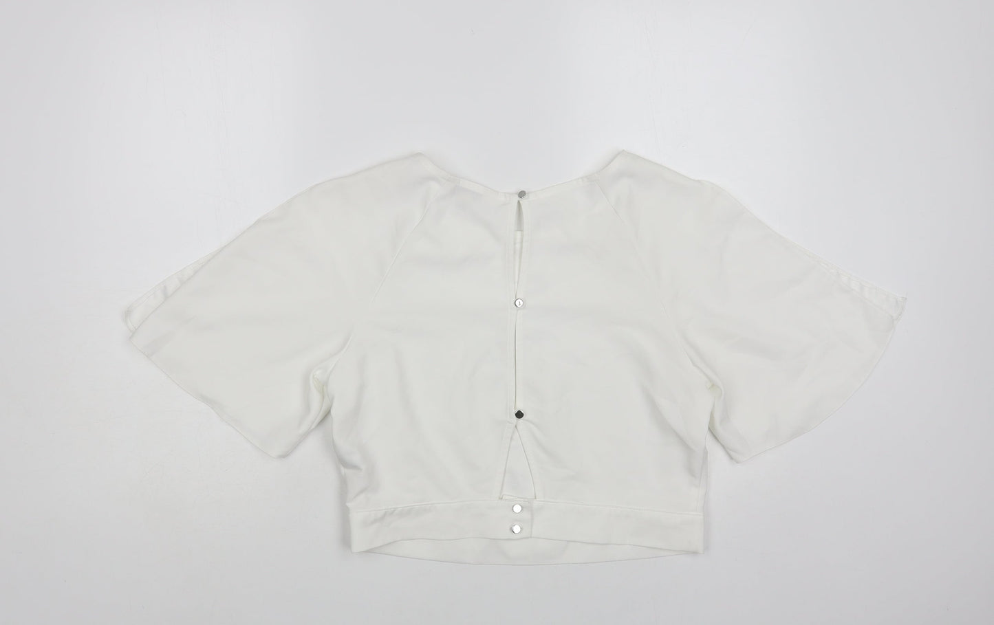 Miss Selfridge Womens White Polyester Basic Blouse Size 14 Round Neck