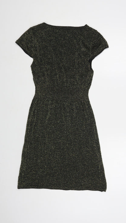 Miss Barbara Womens Black Polyester A-Line Size S Scoop Neck Pullover