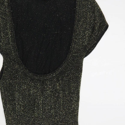 Miss Barbara Womens Black Polyester A-Line Size S Scoop Neck Pullover