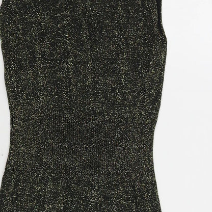 Miss Barbara Womens Black Polyester A-Line Size S Scoop Neck Pullover