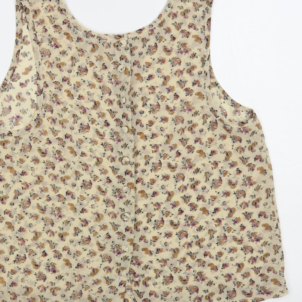 Womens UK Size M New Look Beige Basic Tank