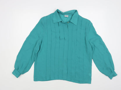 Elsie Womens Green Polyester Basic Button-Up Size M Collared