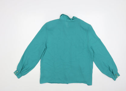 Elsie Womens Green Polyester Basic Button-Up Size M Collared