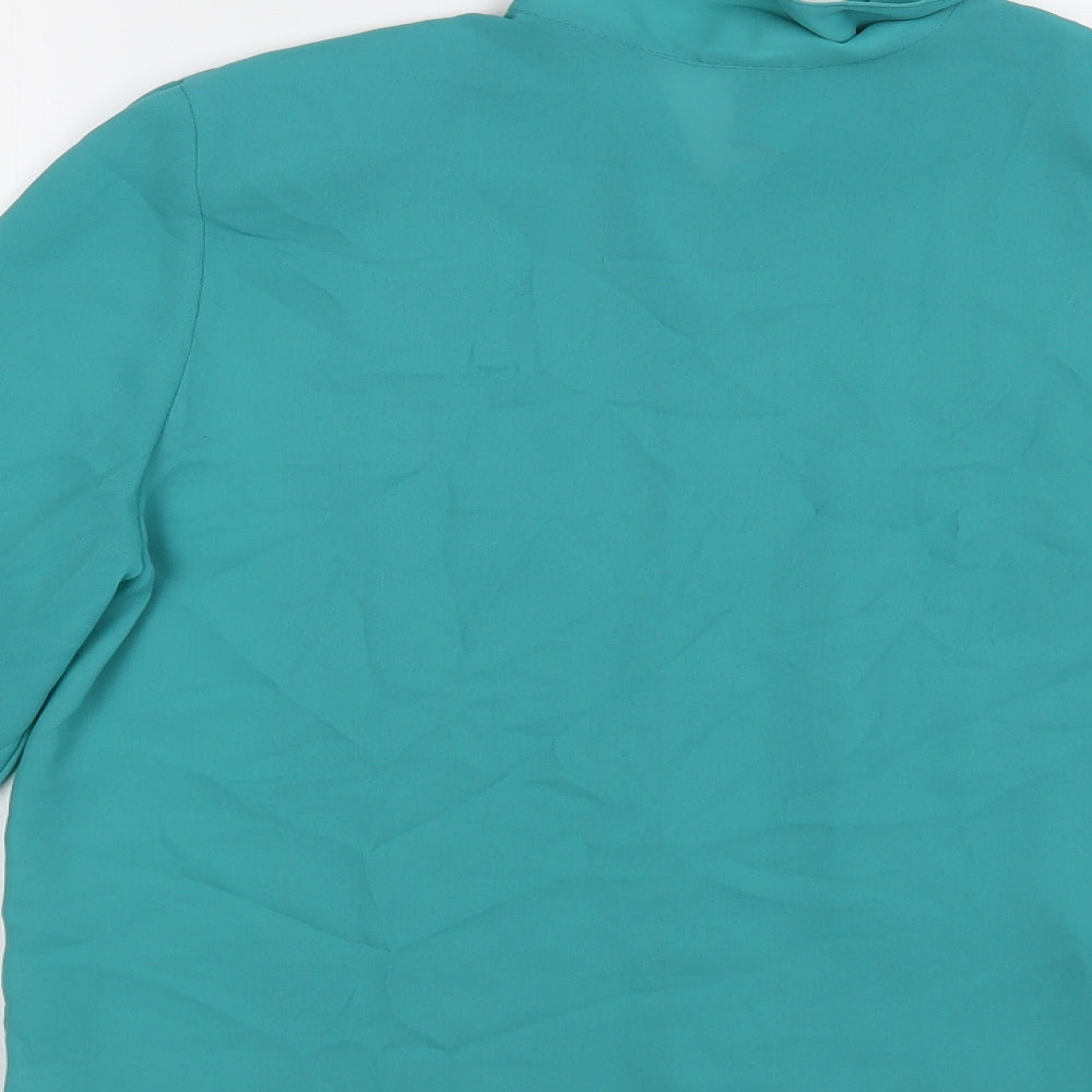 Elsie Womens Green Polyester Basic Button-Up Size M Collared