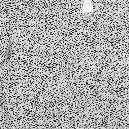 SheIn Womens White Animal Print Polyester Basic Blouse Size M Round Neck