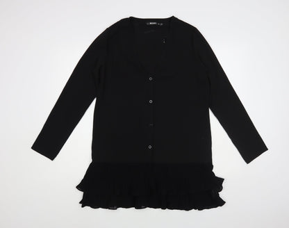 Missguided Womens Black Polyester Shirt Dress Size 10 V-Neck Button