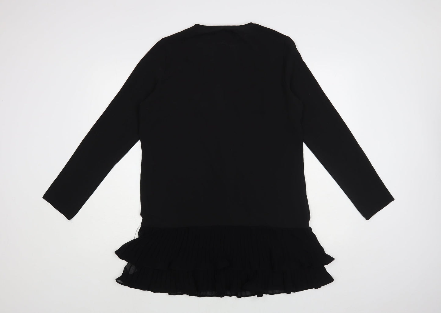 Missguided Womens Black Polyester Shirt Dress Size 10 V-Neck Button